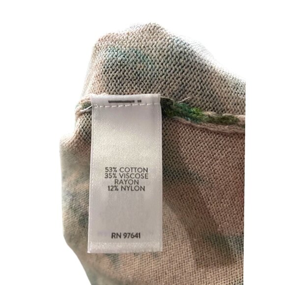 J. Jill Palm Leaf Print Crewneck Sweater Beige Size L Neutral Lightweight Boho - Picture 4 of 15